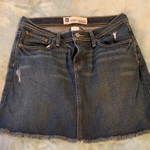 GAP Dark Blue Denim Mini Skirt with Frayed Hem